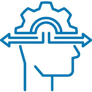 icon of a head with a cog and arrows inside of it